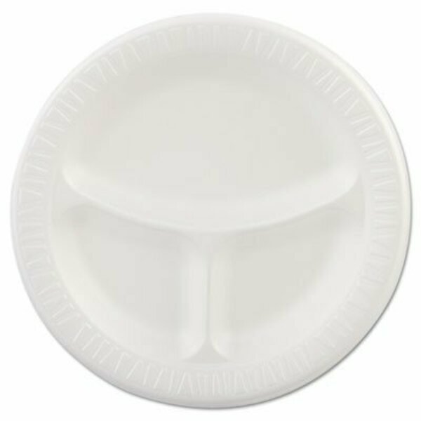 Dart , Laminated Foam Plates, 9in Dia, White, Round, 3 Compartments, 125/pk, 4 Pks/ct 9CPWQR